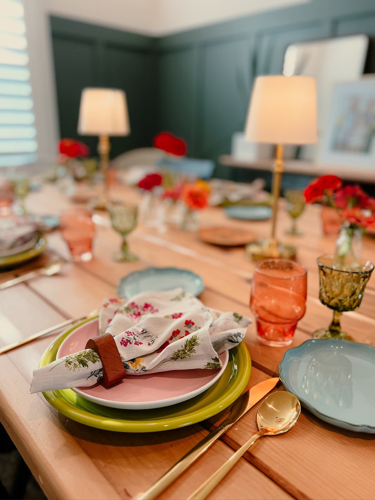 Elegant table setting with vintage china and floral arrangements for intimate gathering in Bakersfield