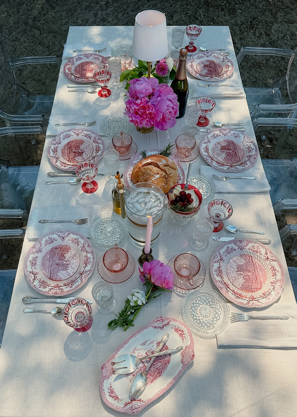Formal table setting with elegant decor and vintage tableware for intimate gathering in Bakersfield