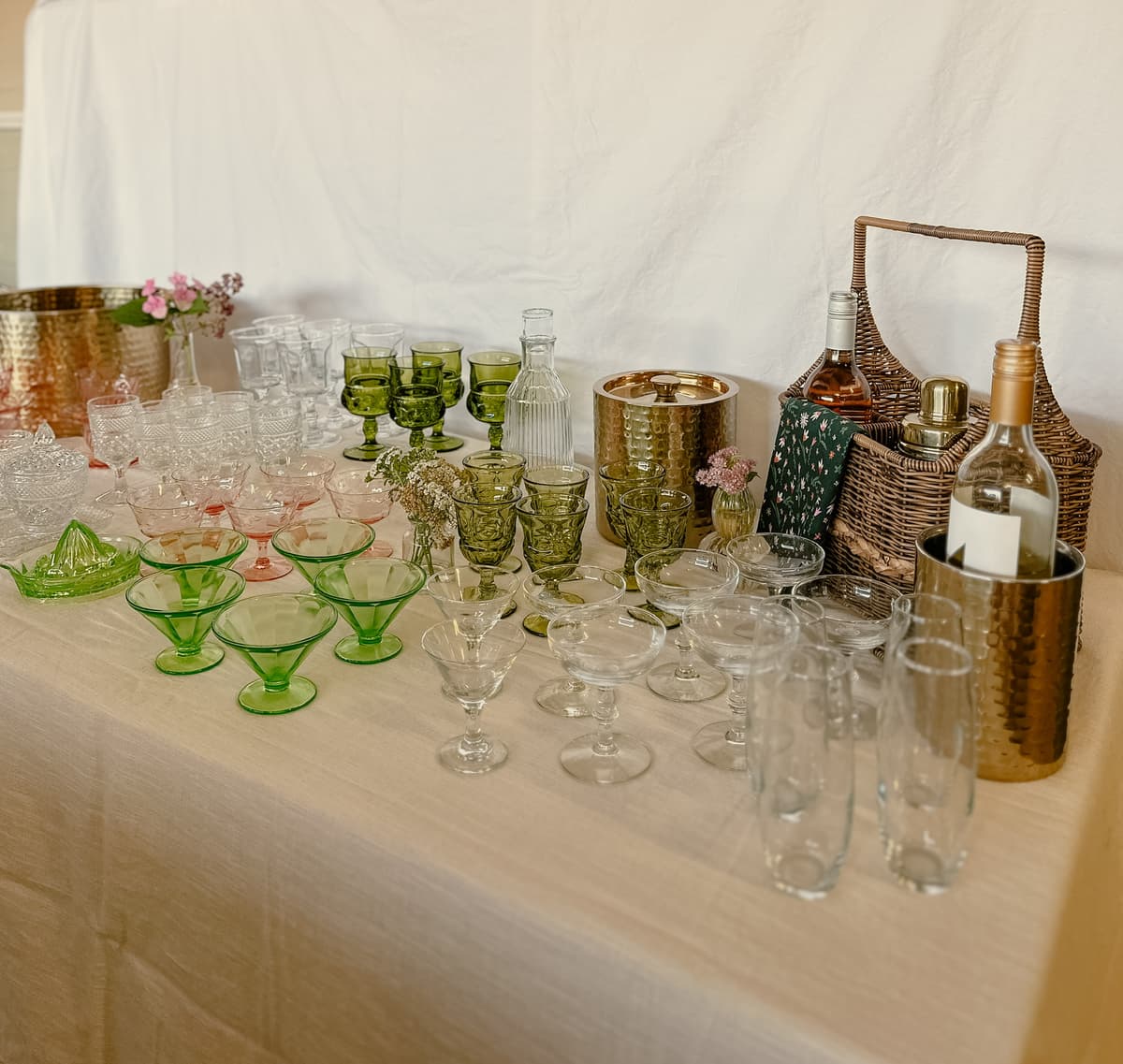 Vintage-inspired table setting with nostalgic decor and vintage tableware for intimate gathering in Bakersfield