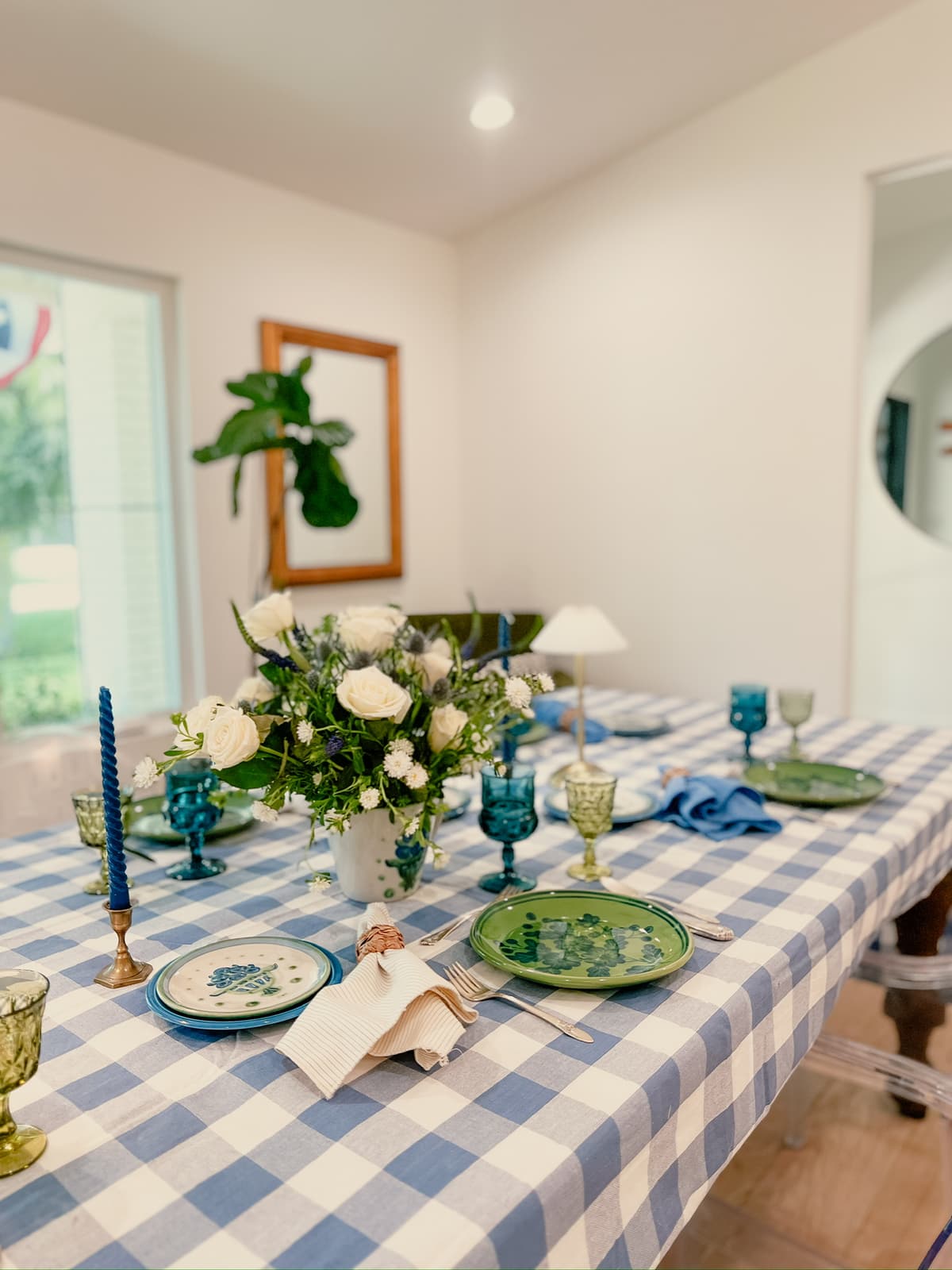 Elegant outdoor table setting with vintage tableware and natural surroundings for intimate gathering in Bakersfield